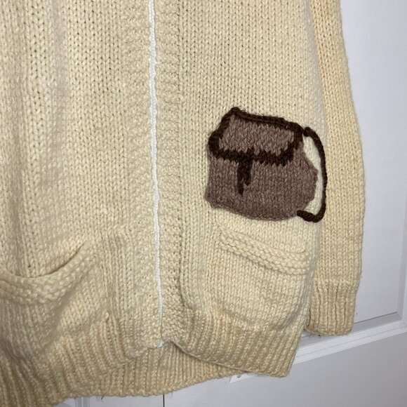 Vintage Cowichan Sweater Mens Trout Fly Fishing Creel Angler Lebowski Wool Zip - Picture 2 of 6